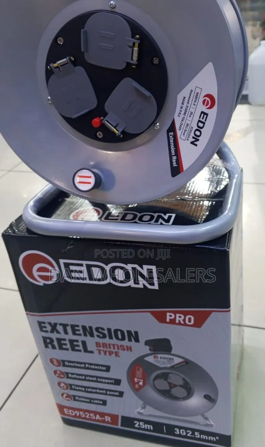 EDON 25 Meters Extension Reel Rubber Cable for Outdoor Use
