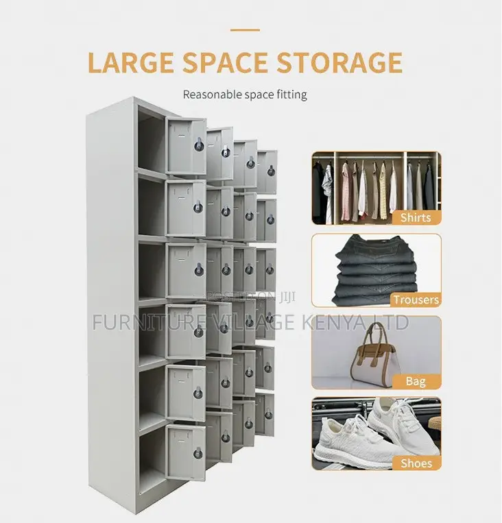 Office Cabinet; 24 Locker Steel Metallic Storage-File Cabinet
