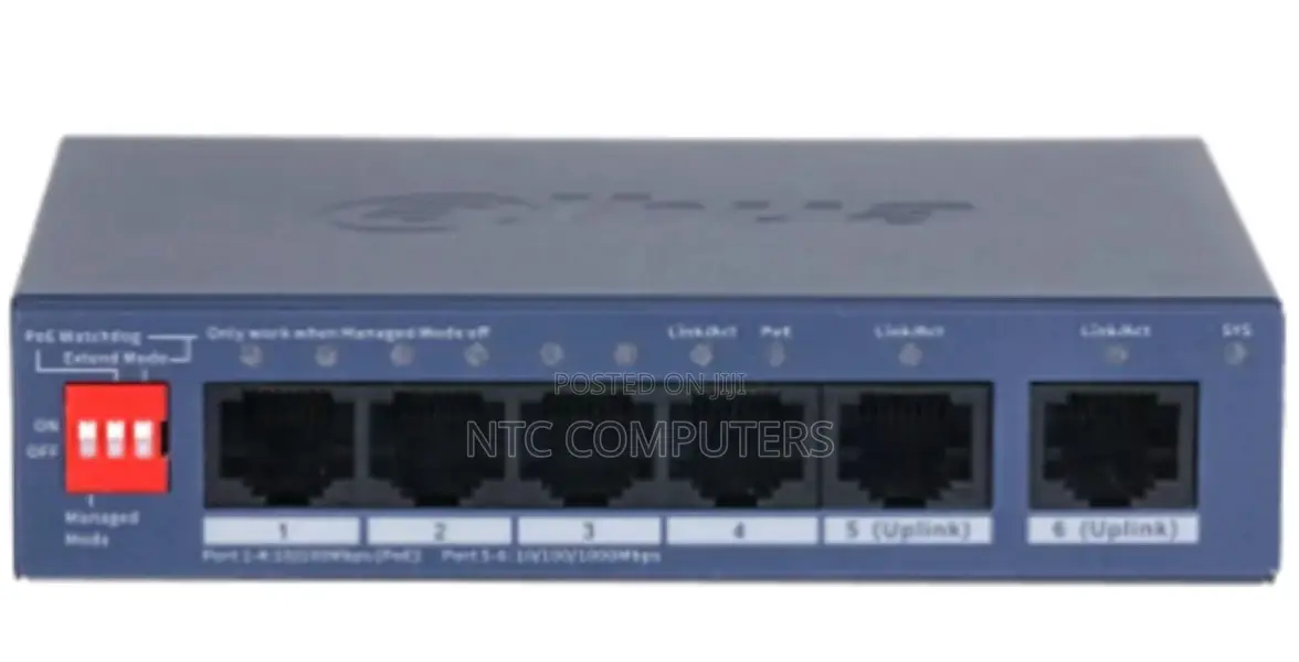 DAHUA 6-Port Cloud Managed Desktop Switch With 4-Port PoE , 36W.