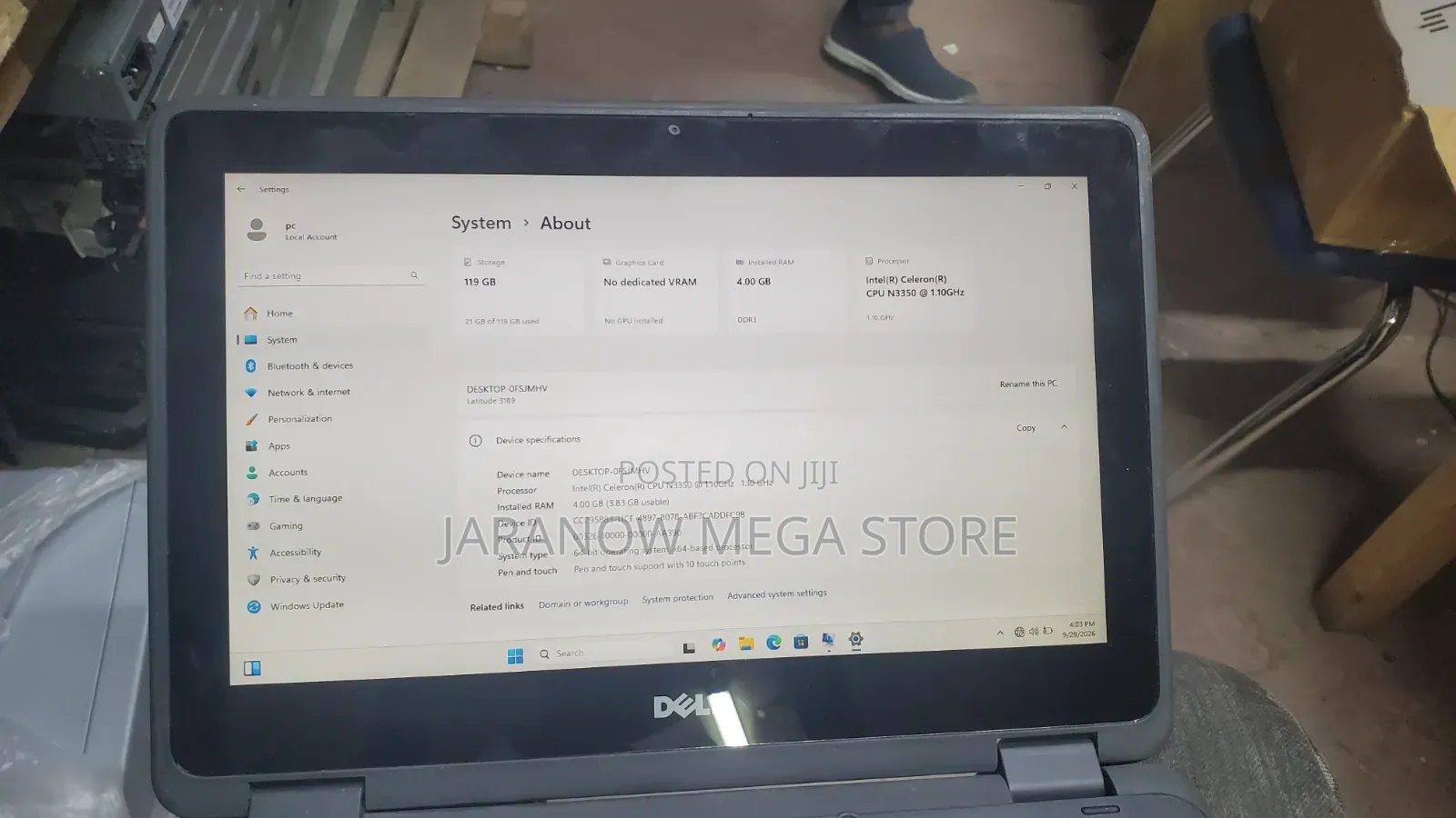 Laptop Dell Latitude 3189 4GB Intel Celeron SSD 128GB