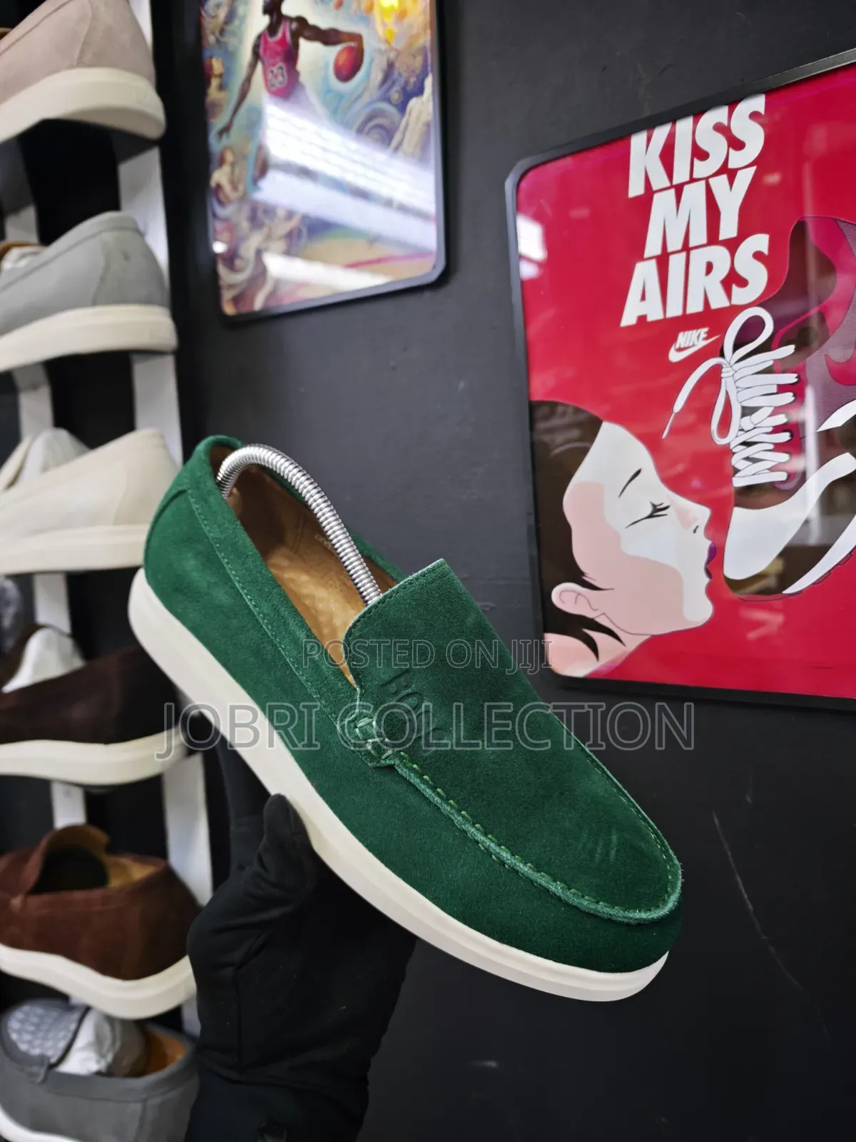Green Boss Suede Slip on Loafers