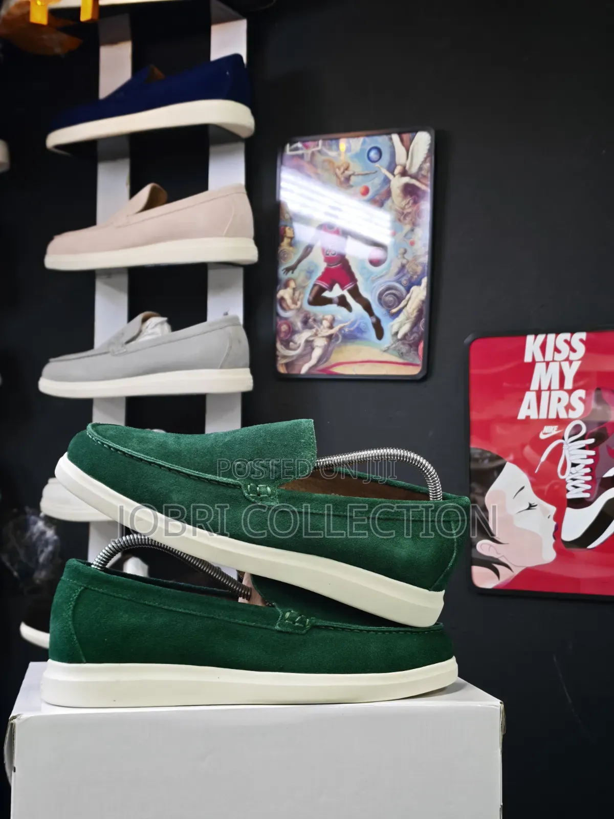 Green Boss Suede Slip on Loafers
