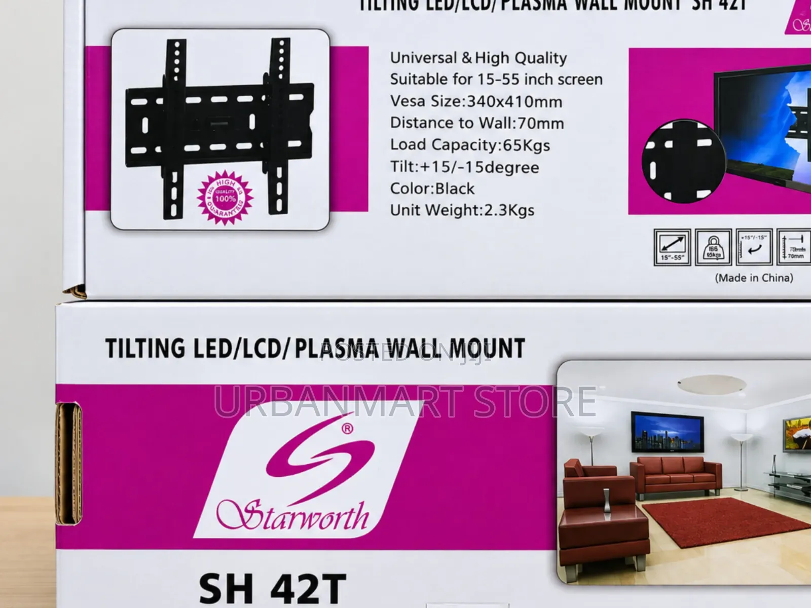 Starworth SH-42T Universal Tilting TV Wall Mount Upto 55 Inch Screen