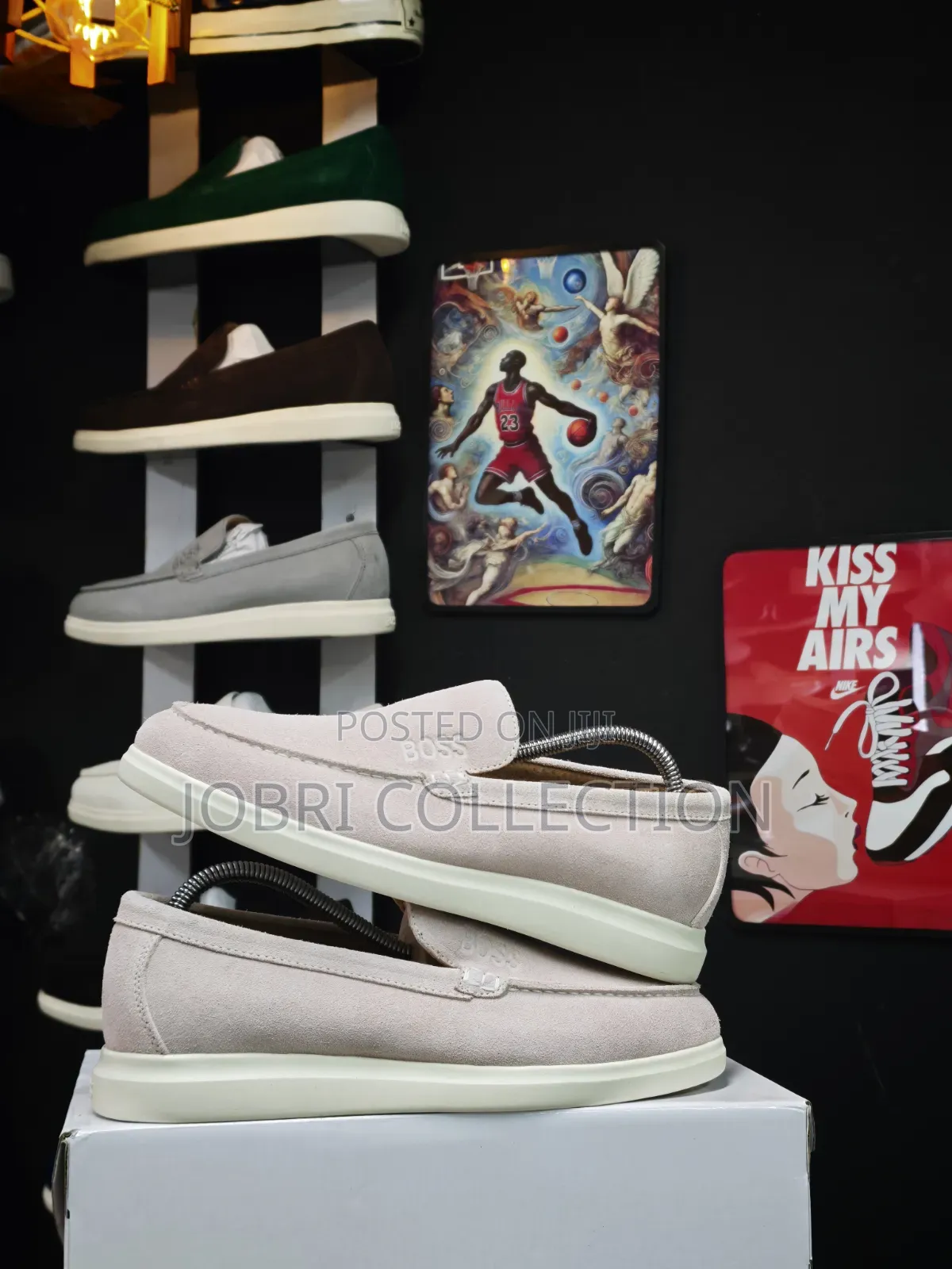 Beige Boss Suede Slip on Men's Loafers