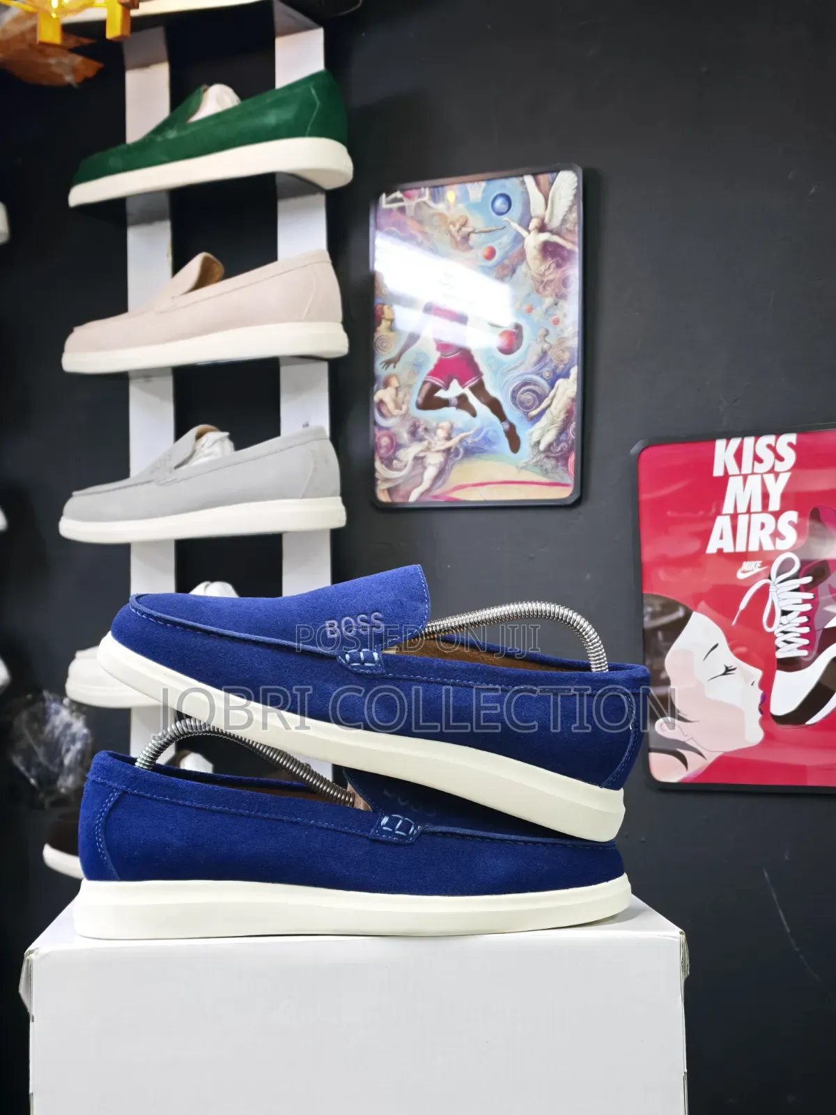 Boss Navy Blue Loro Piana Suede Loafers