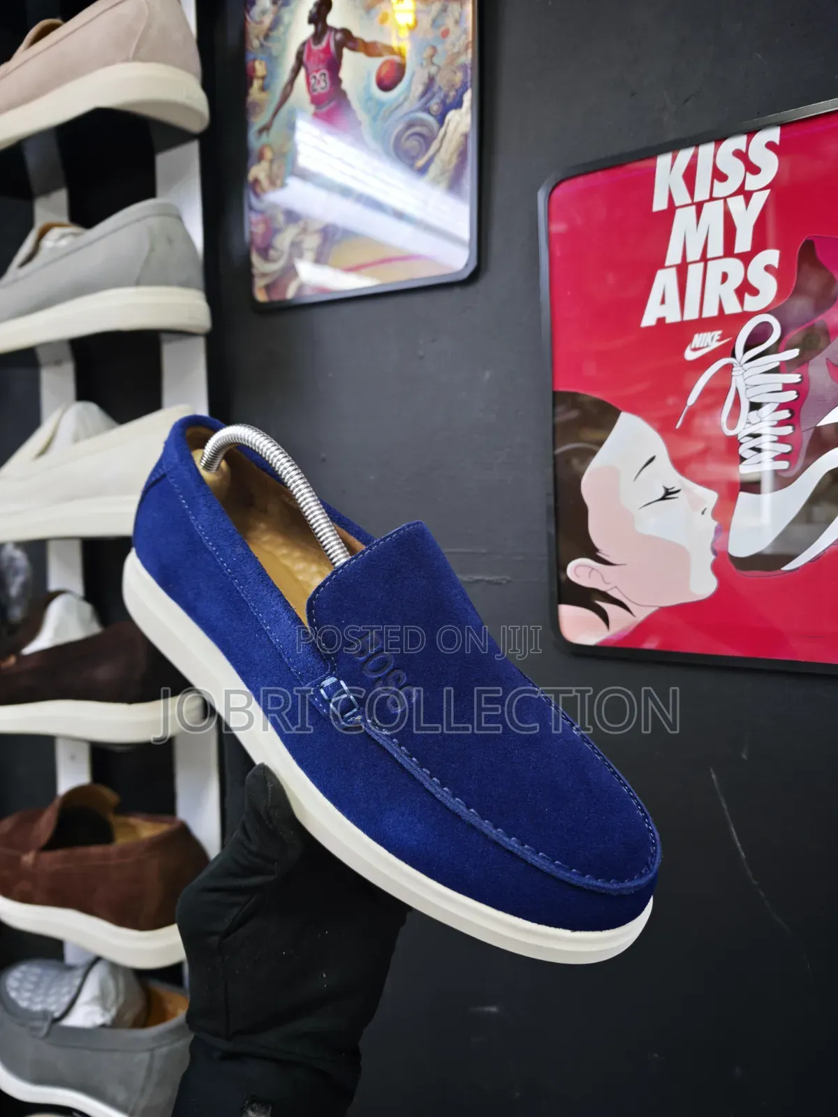 Boss Navy Blue Loro Piana Suede Loafers