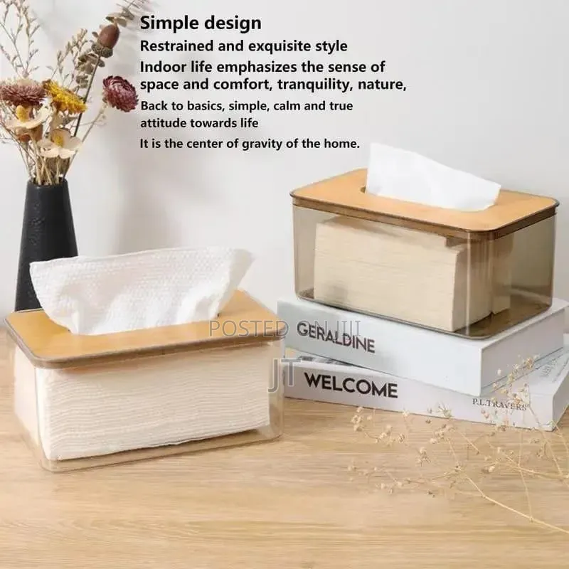 Nordic Minimalist Tissue Box /Serviette Holder With Bamboo Lid