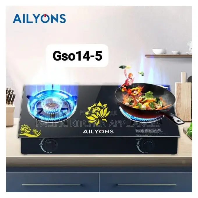 AILYONS Double Burner Glass Top Gas Cooker - Portable,