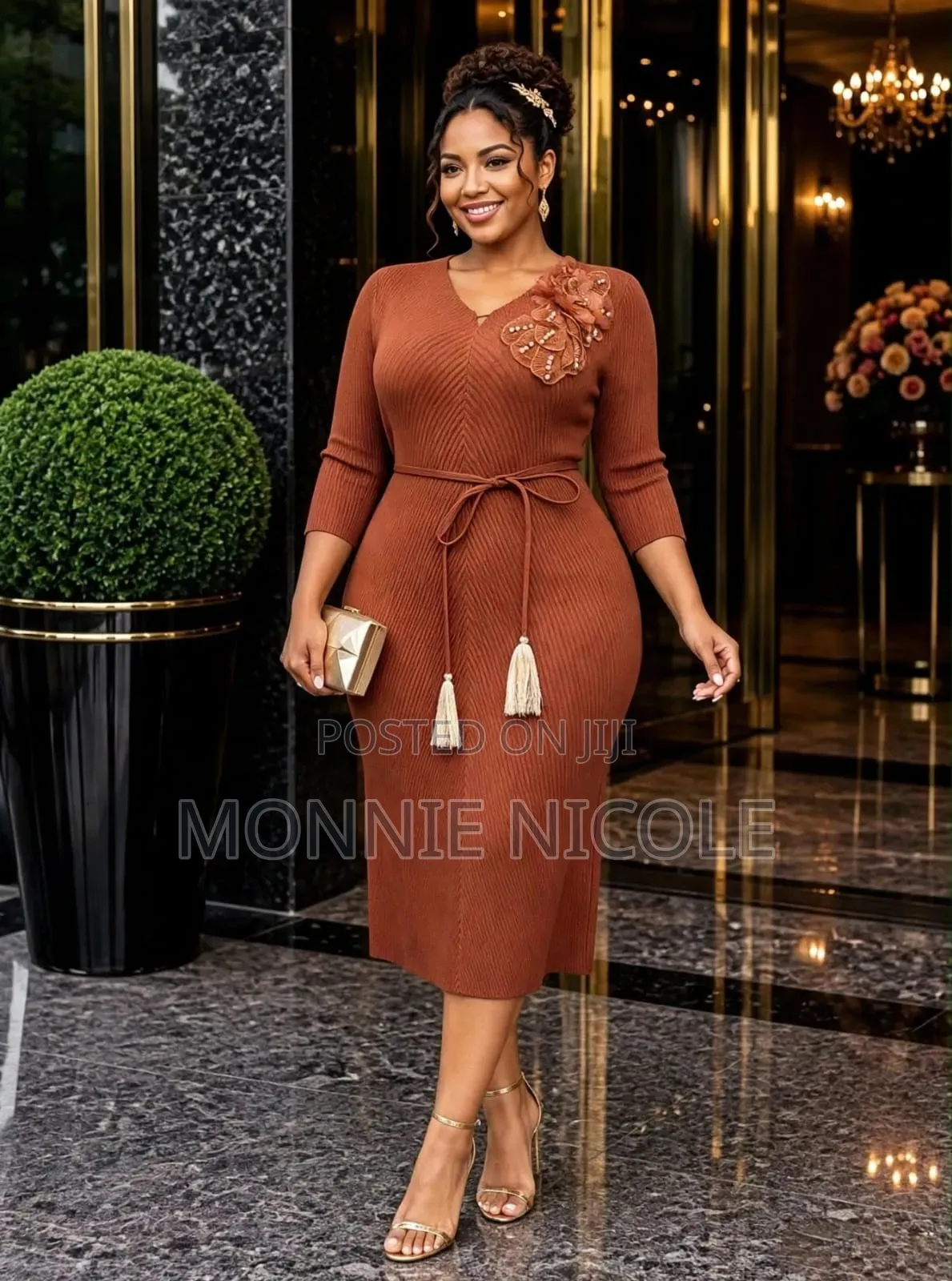 Classy Turkey Burnt Orange Dress