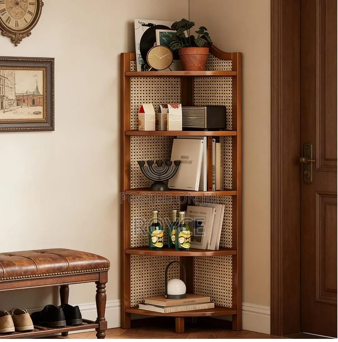 5-Tier Bamboo Rattan Corner Rack