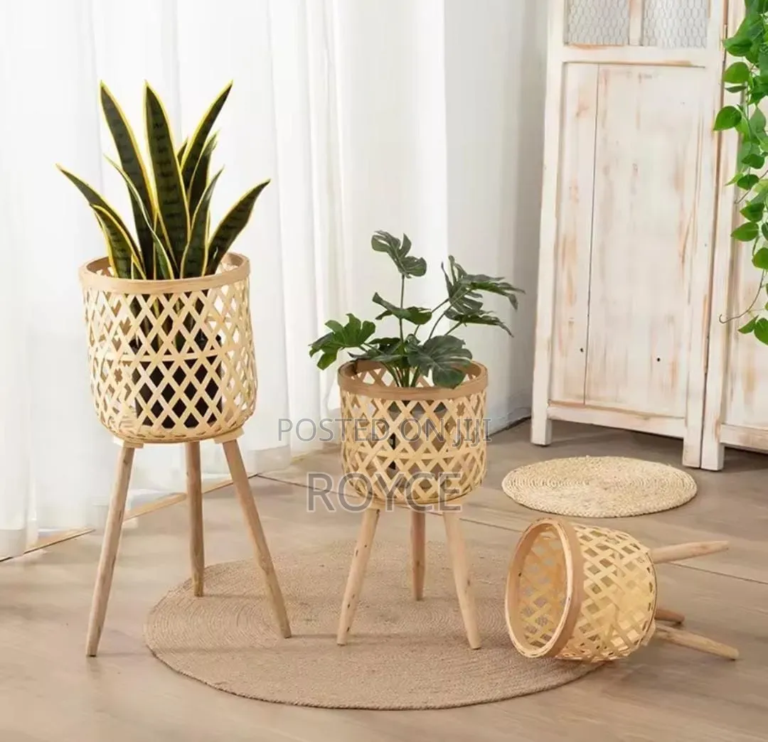 3pcs Boho Rattan Handwooven Plant Stands