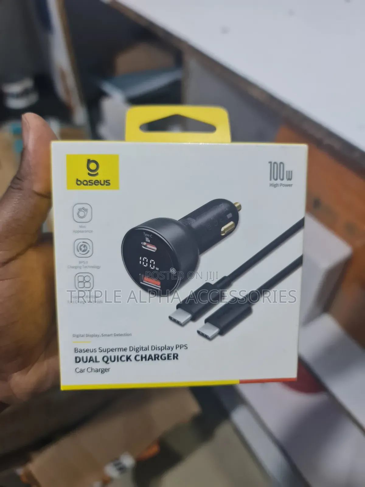 Baseus Superme Fast Charger 100W, PD Car Charger, With C to C Cable