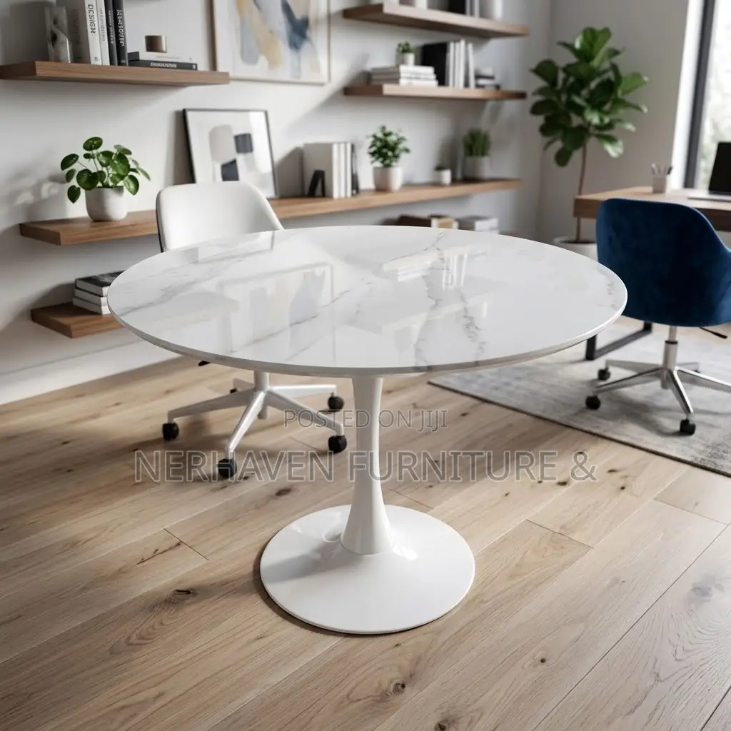 Round Marble Coffee Table – Modern Elegant Living Room Table