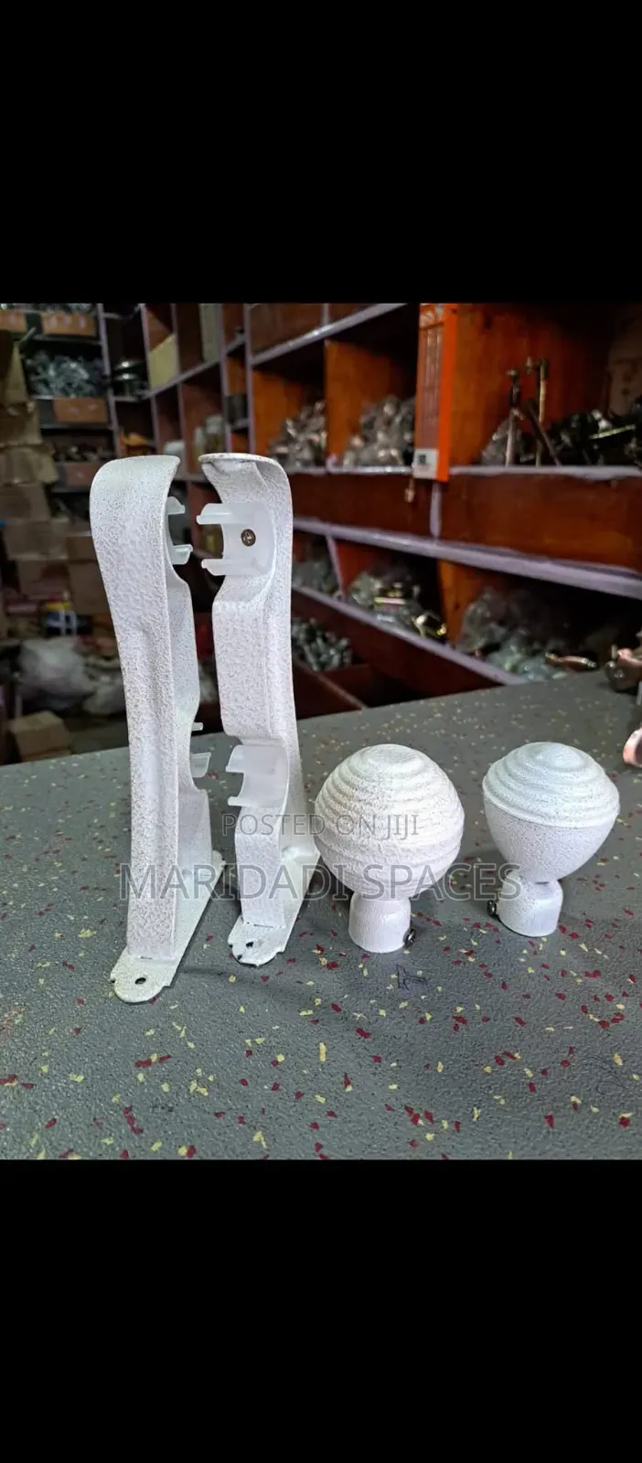 White Powder Coated Juakali Accessories for Your Curtain Rods