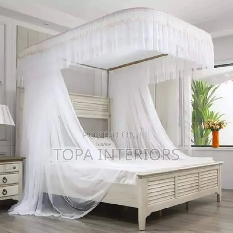 5x6 Queen Bed White 2 Stand Rail Mosquito Nets