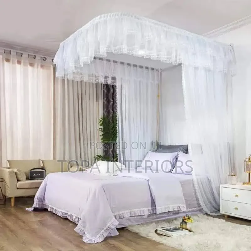 5x6 Queen Bed White 2 Stand Rail Mosquito Nets