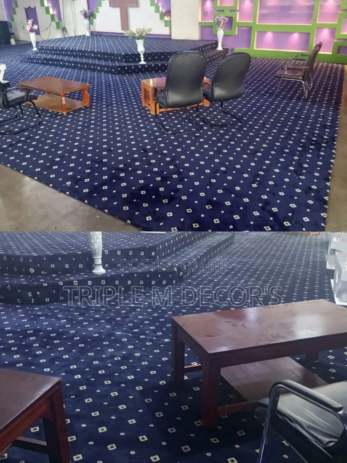 Navy Blue 10mm Dotted VIP Heavy Duty Wall to Wall Carpet