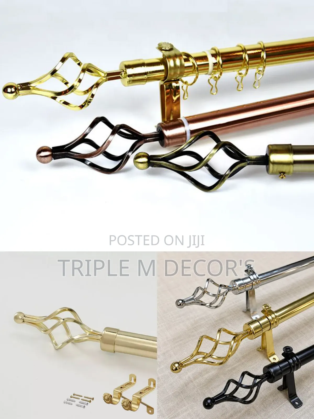 Adjustable Curtain Rods With Matching Ring Sets