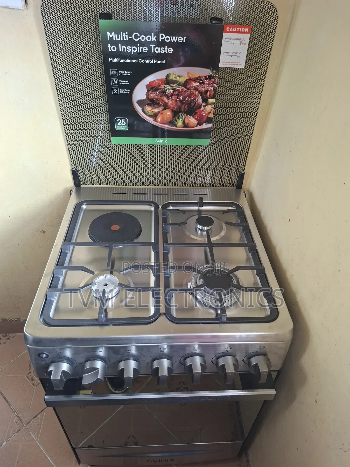 Syinix INOX 60X60 3Gas+1Electric Wok Burner Gas Sensor Cooker