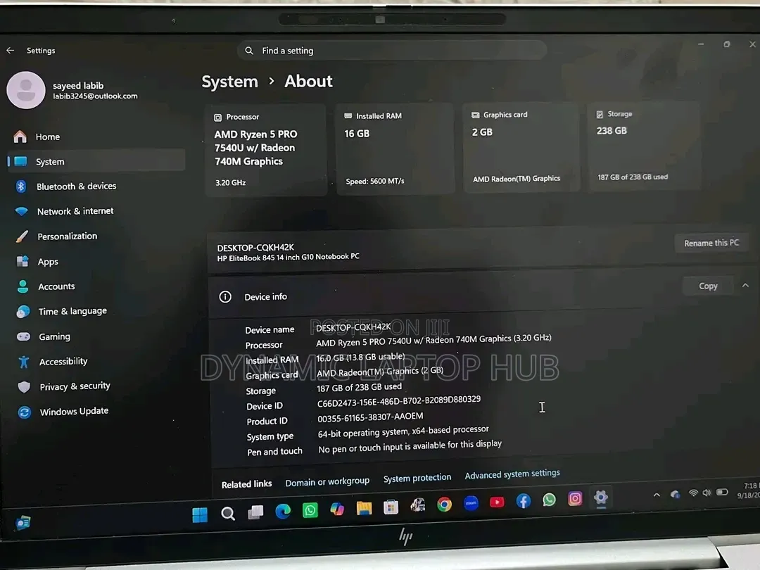 Laptop HP EliteBook 845 G10 16GB AMD Ryzen 5 SSD 512GB