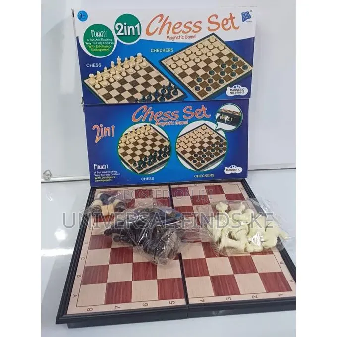 2 in 1 Chess Checkers Game Board Classic Family Indoor Strategy Game