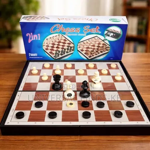 2 in 1 Chess Checkers Game Board Classic Family Indoor Strategy Game
