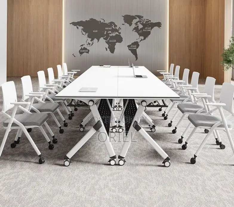 Office Table : 1.2M White Foldable Conference Table