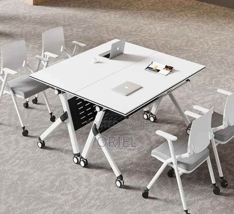 Office Table : 1.2M White Foldable Conference Table