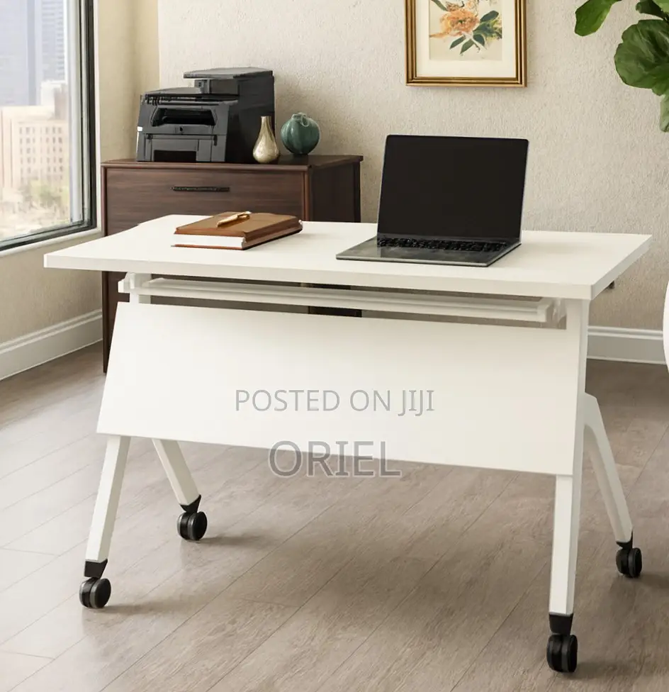 Office Table : 1.2M White Foldable Conference Table