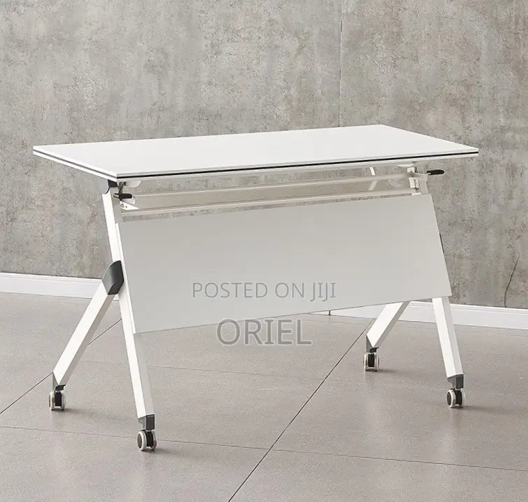 Office Table : 1.2M White Foldable Conference Table