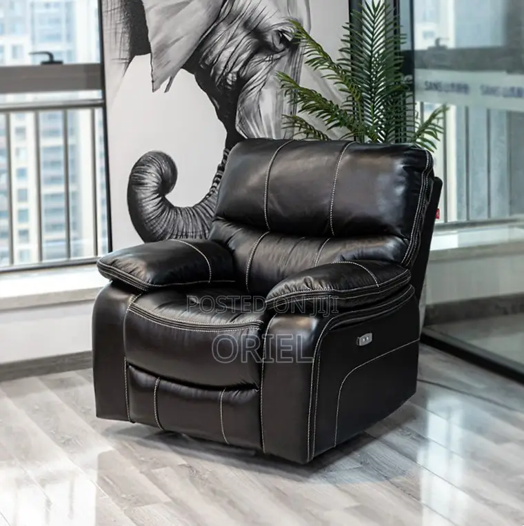 Office Sofa : 1-Seater Brown Leather Recliner Home Offiec Sofa