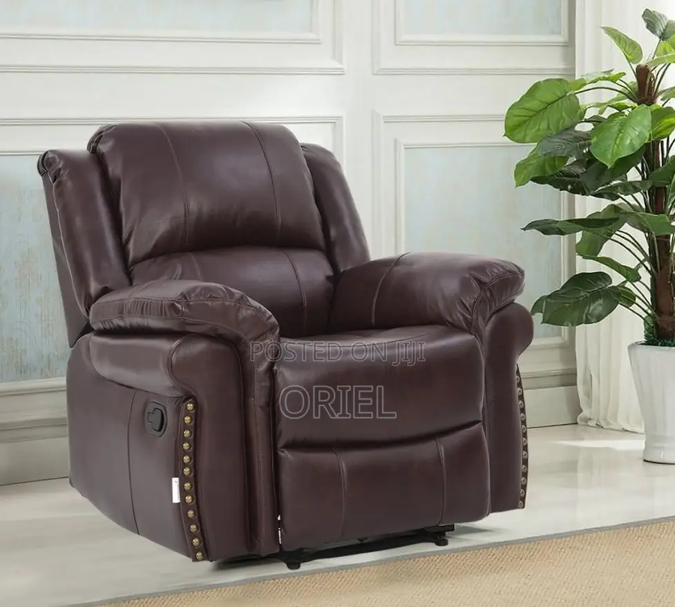 Office Sofa : 1-Seater Brown Leather Recliner Home Offiec Sofa