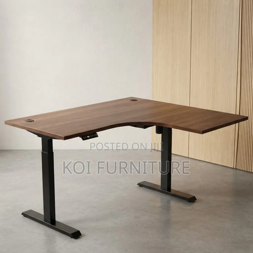 Office Desk; 1400MM Adjustable Dual Top Desk With L Exttension