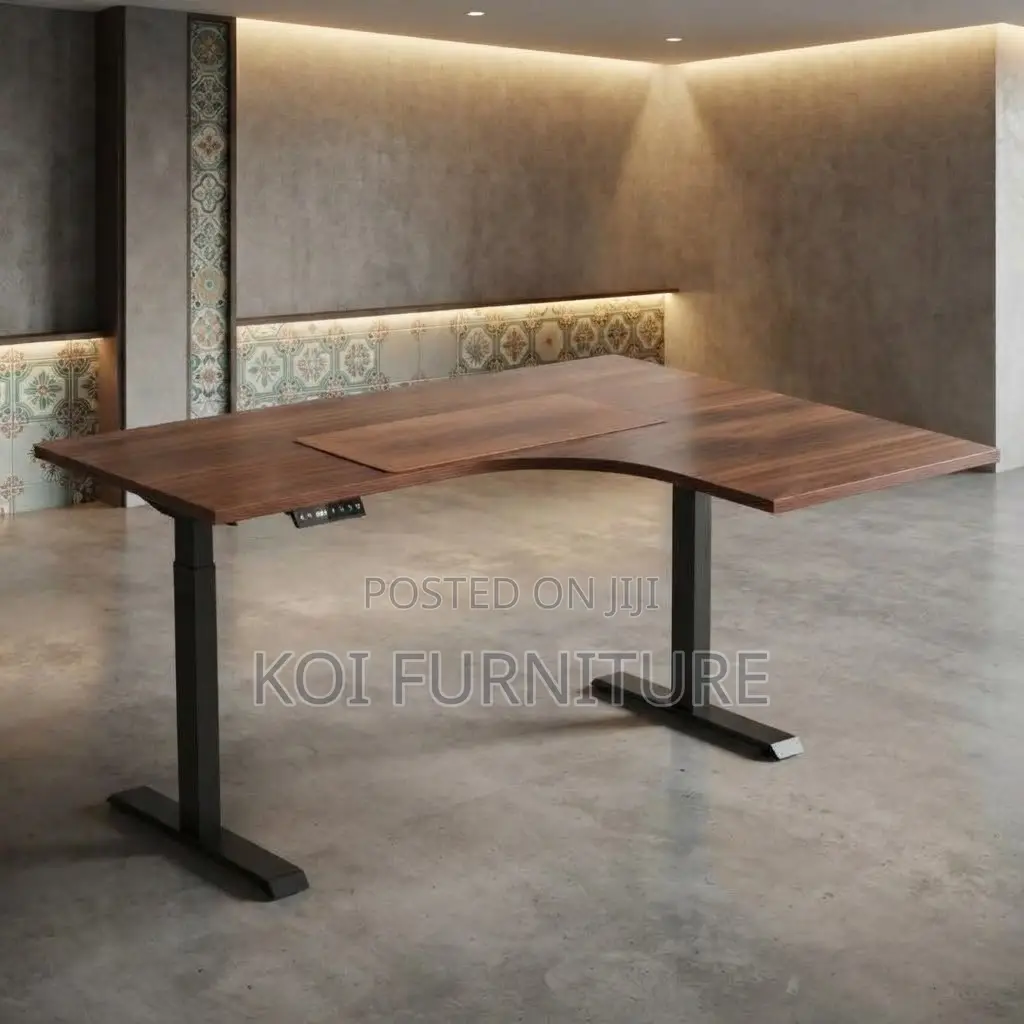 Office Desk; 1400MM Adjustable Dual Top Desk With L Exttension