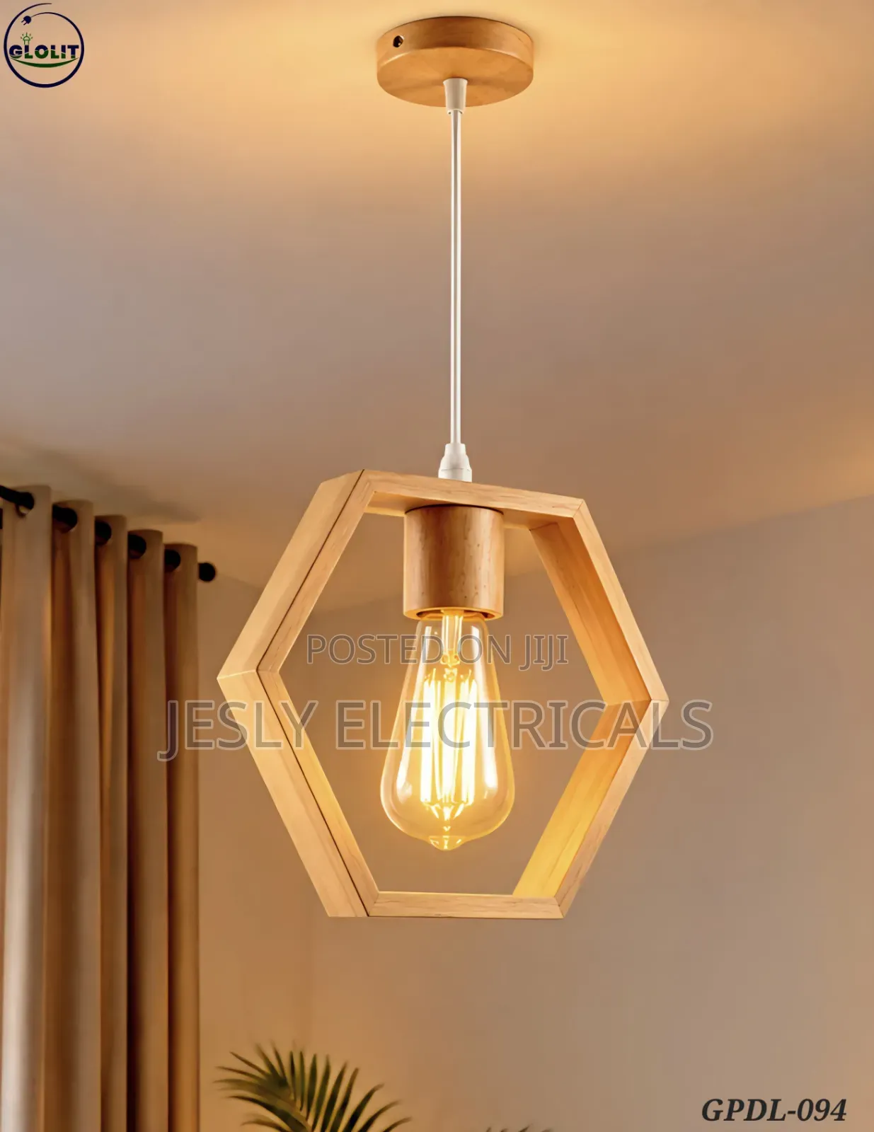 Hexagonal Wood Pendant Light