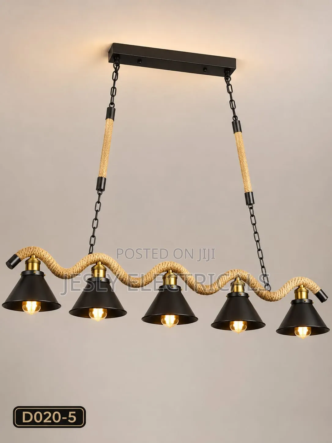 Hemp Rope Wave Industrial Chandelier