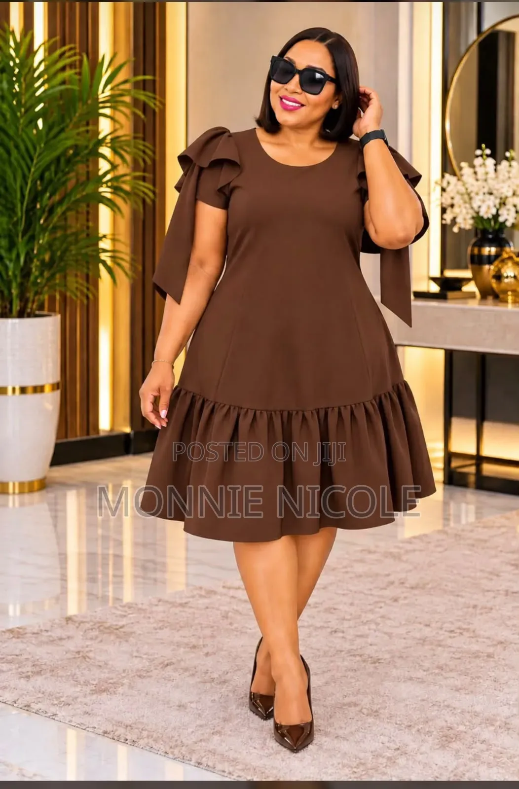 Brown Plus Size Shift Dress. Free Dress.