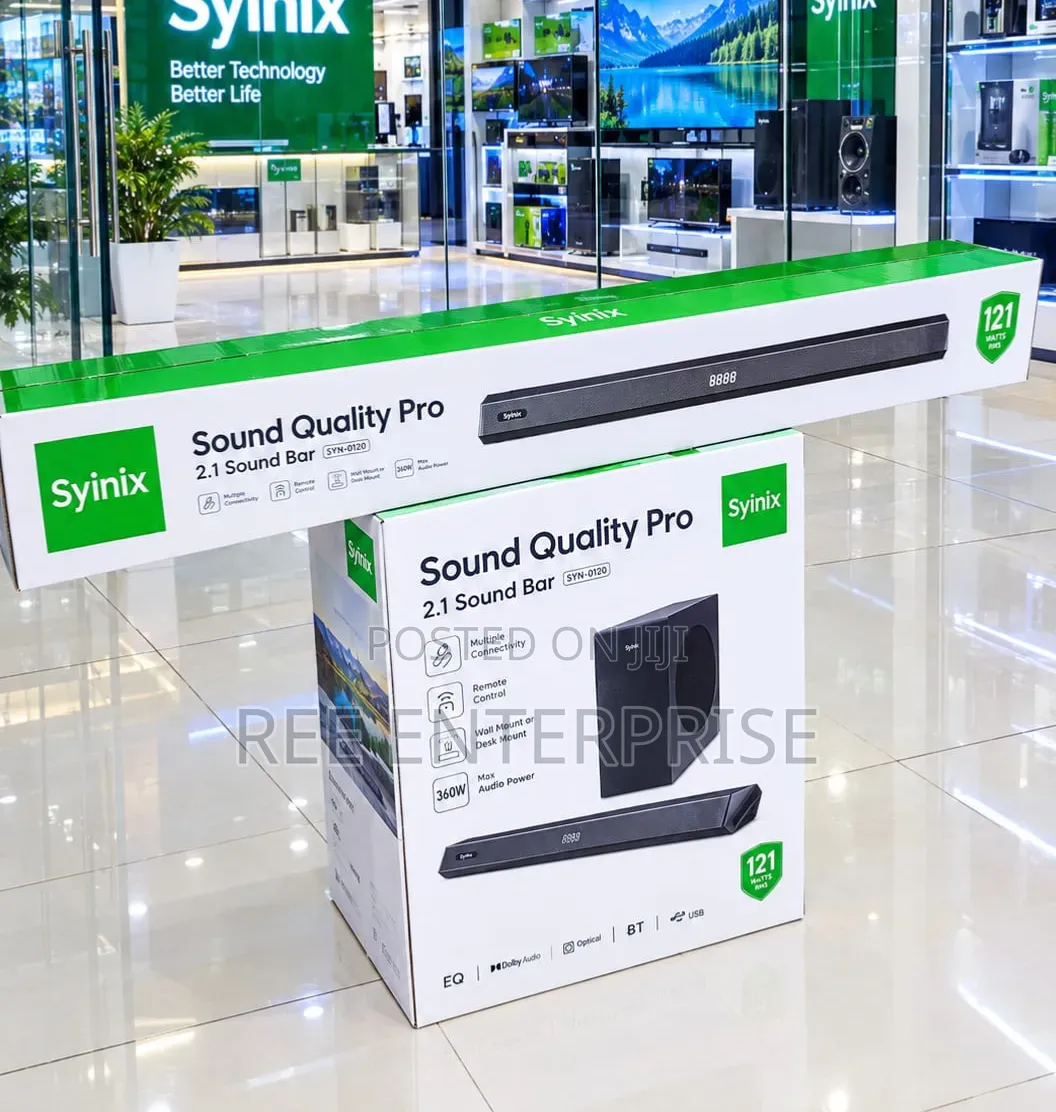 Syinix Soundbar
Model SYN-Q120
Bluetooth
USB/Sd CARD Slot