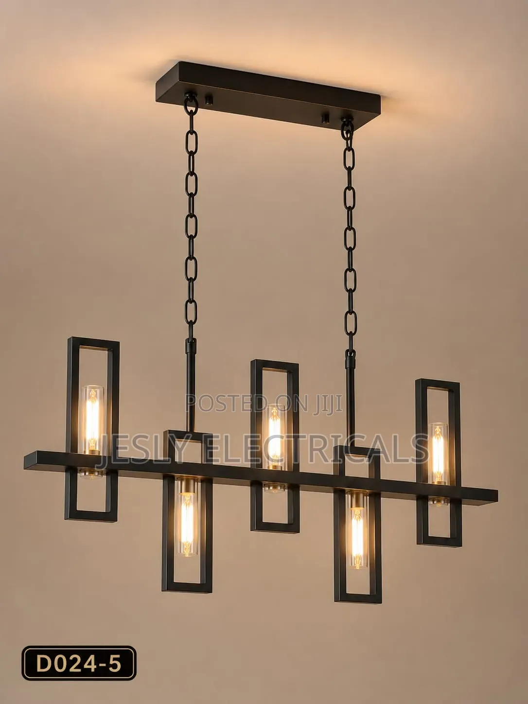5-Light Farmhouse Modern Linear Island Chandelier