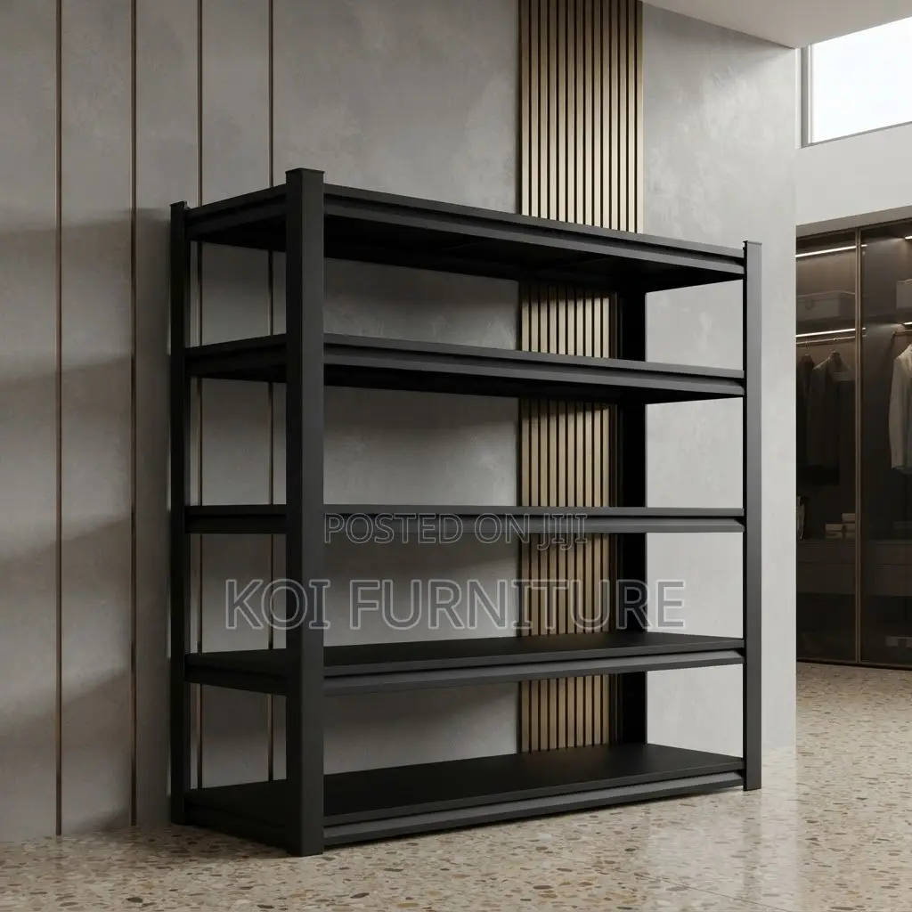 Metallic Home Office Storage Rack With 5 Shelves