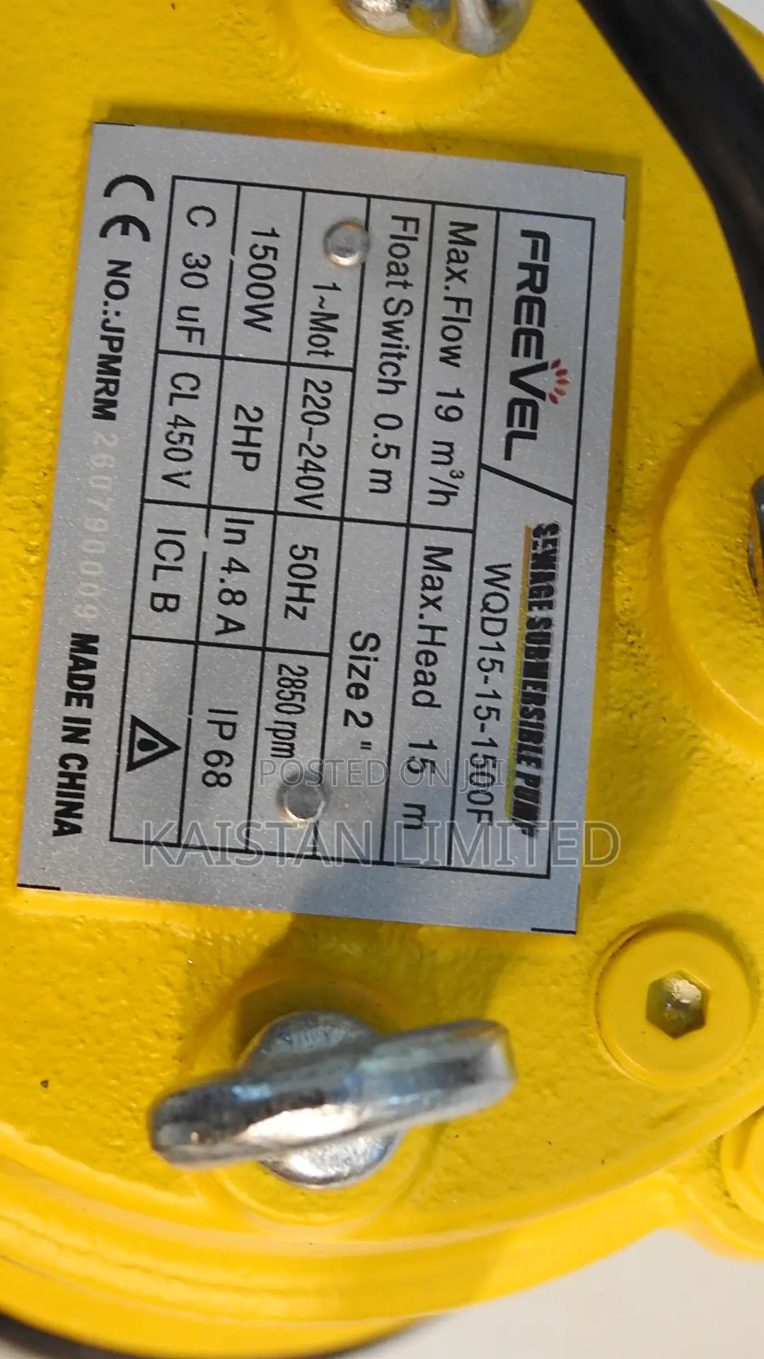 Freevel 2HP Submersible Sewage Pump 2 Inch 1500W 19m3/H 15M Head