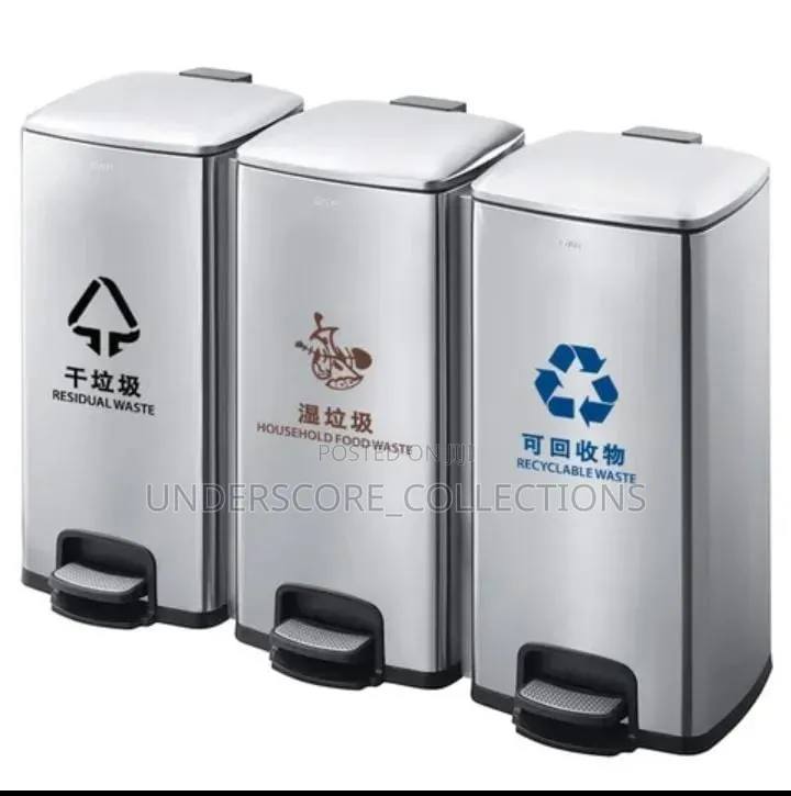 120-Liter Four-Compartment Stainless Steel Classified Pedal Dustbin.
