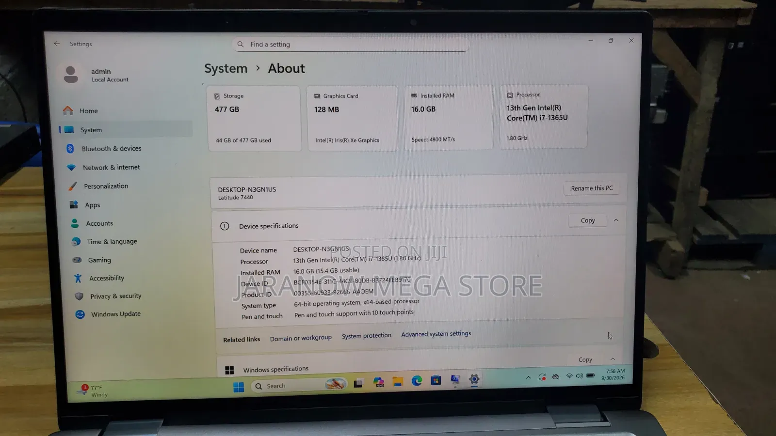 Laptop Dell Latitude 7440 16GB Intel Core i7 SSD 512GB