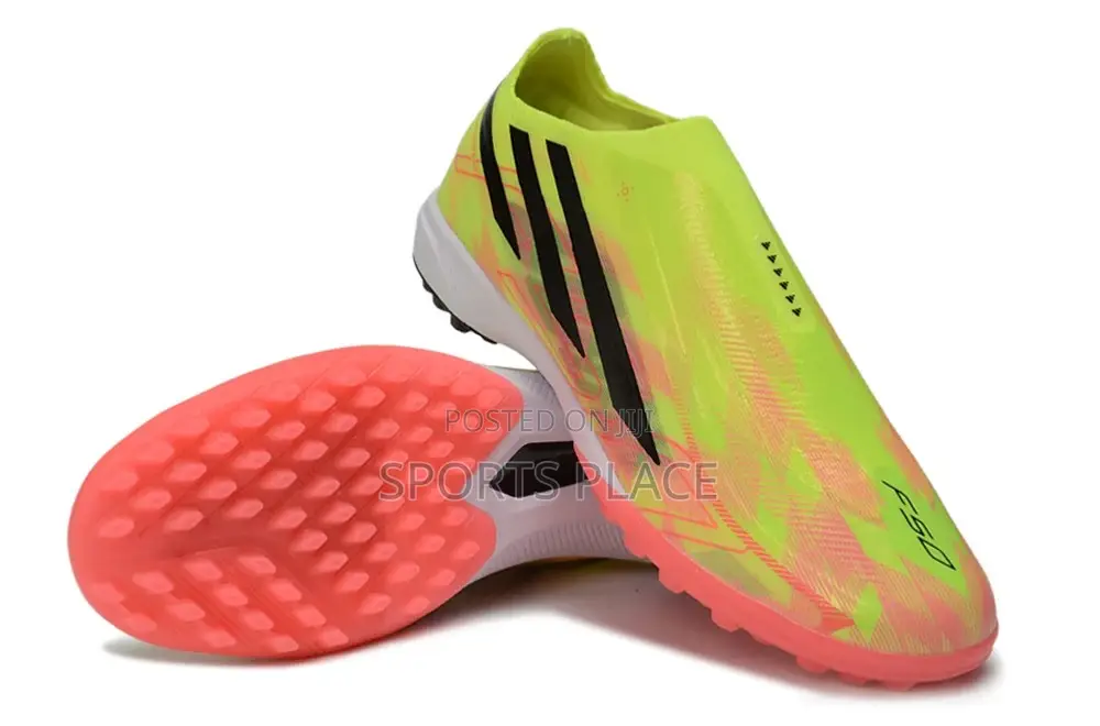 F50 Turf Shoes - Neon Green, Orange Hyperfast Trainers