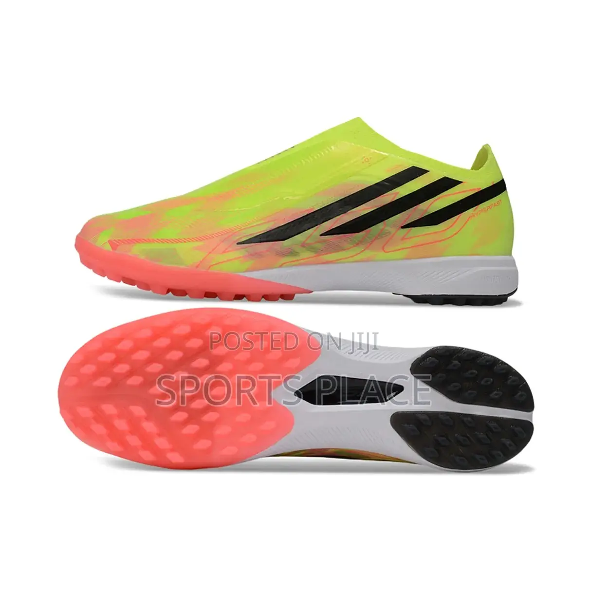 F50 Turf Shoes - Neon Green, Orange Hyperfast Trainers