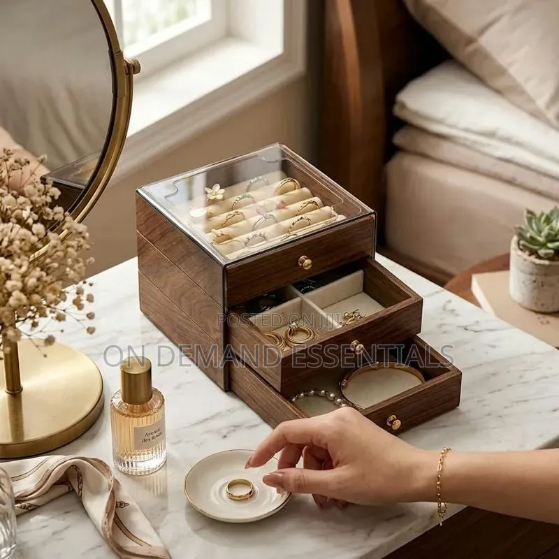 Elegant 3-Tier Wooden Jewellery Storage Box