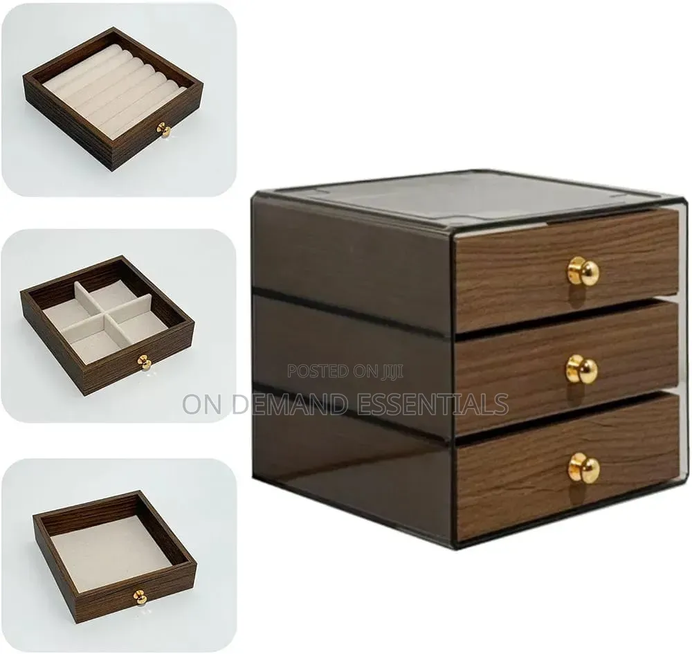 Elegant 3-Tier Wooden Jewellery Storage Box