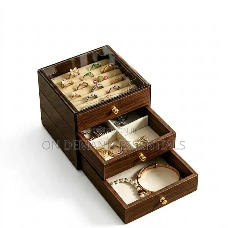 Elegant 3-Tier Wooden Jewellery Storage Box