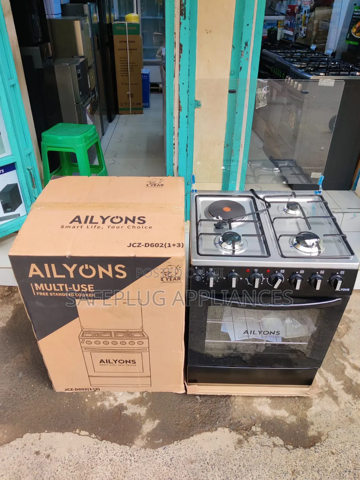 Ailyons 60x60 D602 3+1 Gas Electric Standing Cooker