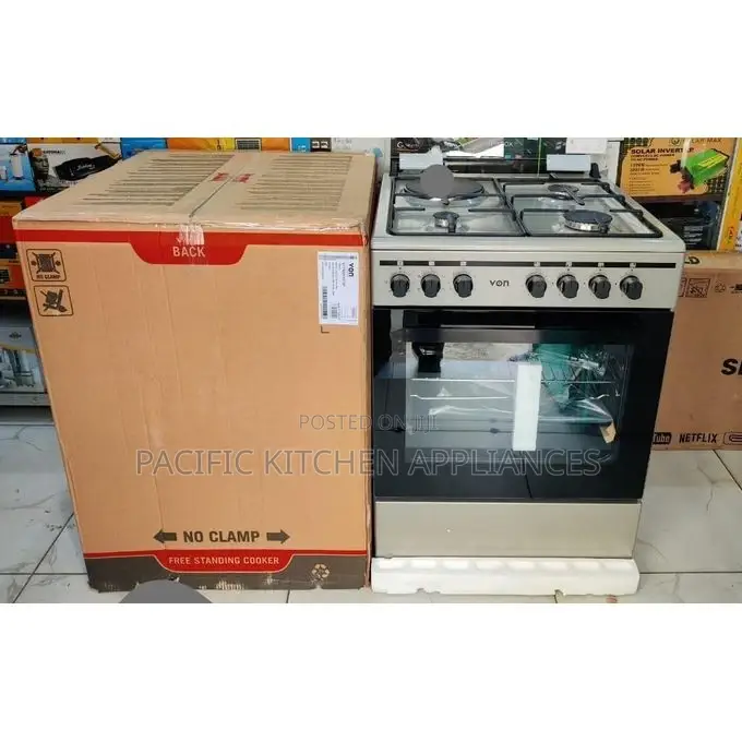 VON 60×55, 3Gas Europool Burners + 1Electric Hotplate Standing Cooker